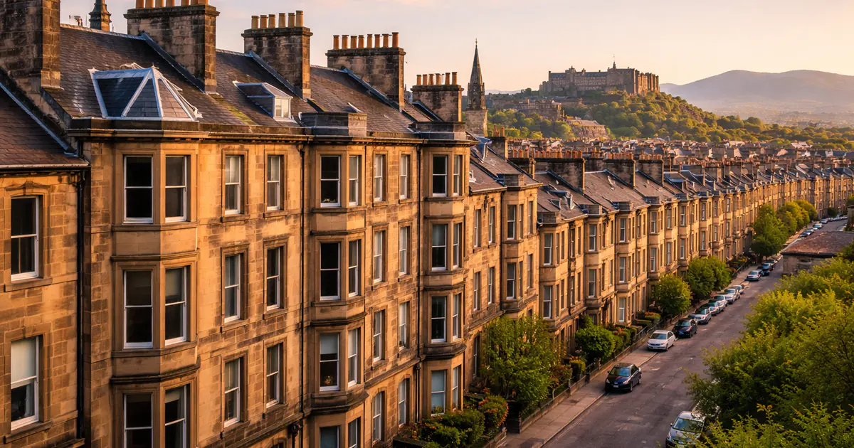 Victorian tenements with Edinburgh Castle view (AI Generated)